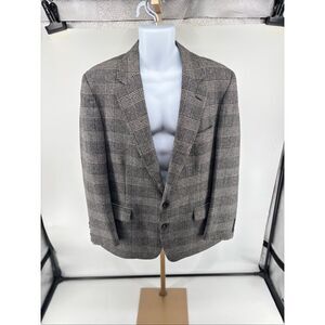 VTG Lands’ End Glen Plaid Check Sport Coat Mens Size 44 Blazer Union Made USA